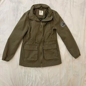 H&M Kids Olive Green Khaki Cotton Utility Jacket with Patch